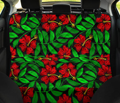 Red Hibiscus Embroidered Pattern Print Design HB032 Rear Dog  Seat Cover