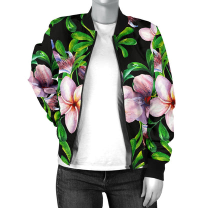 Plumeria Pattern Print Design PM01 Women Bomber Jacket