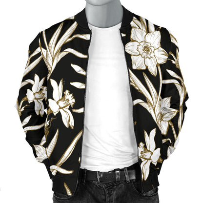 Daffodils Pattern Print Design DF06 Men Bomber Jacket