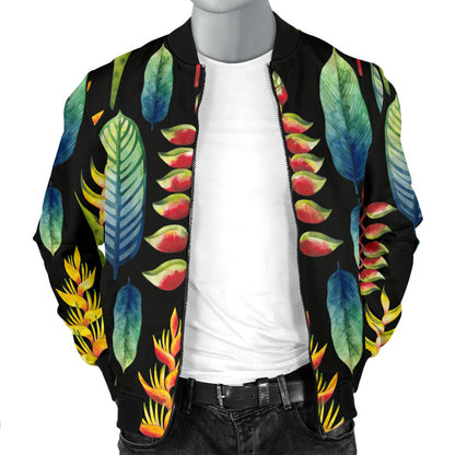 Heliconia Pattern Print Design HL03 Men Bomber Jacket