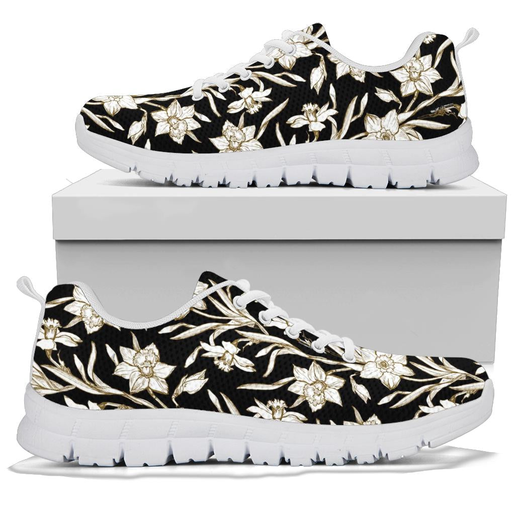 Daffodils Pattern Print Design DF06 Sneakers White Bottom Shoes