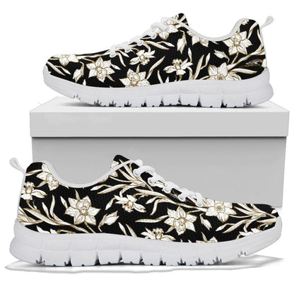 Daffodils Pattern Print Design DF06 Sneakers White Bottom Shoes