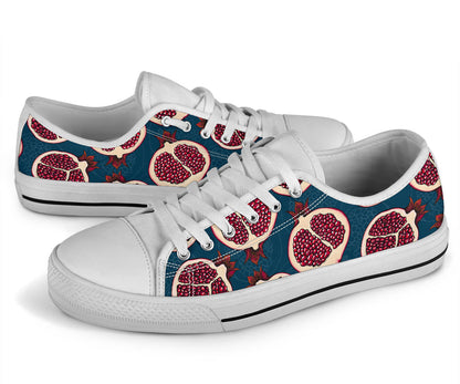 Pomegranate Pattern Print Design PG02 White Bottom Low Top Shoes