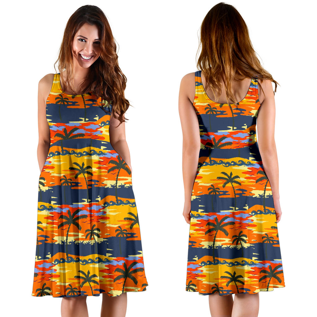 Palm Tree Pattern Print Design PT010 Midi Dress