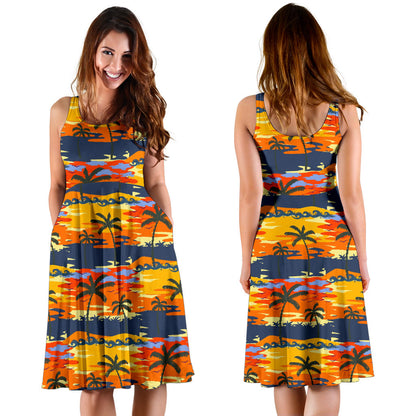 Palm Tree Pattern Print Design PT010 Midi Dress