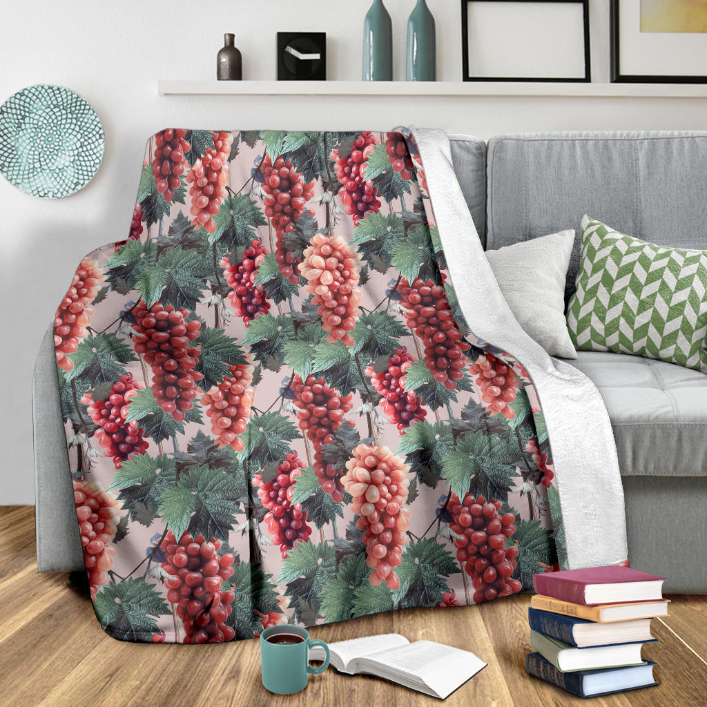 Grape Pattern Print Design GP01 Fleece Blanket