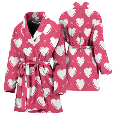 Heart Pattern Print Design HE07 Women Bathrobe