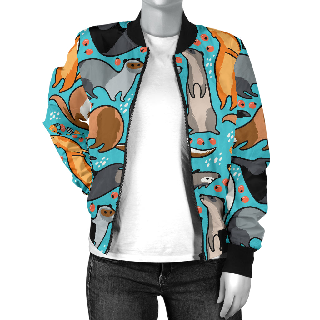Ferret Pattern Print Design 03 Women's Bomber Jacket