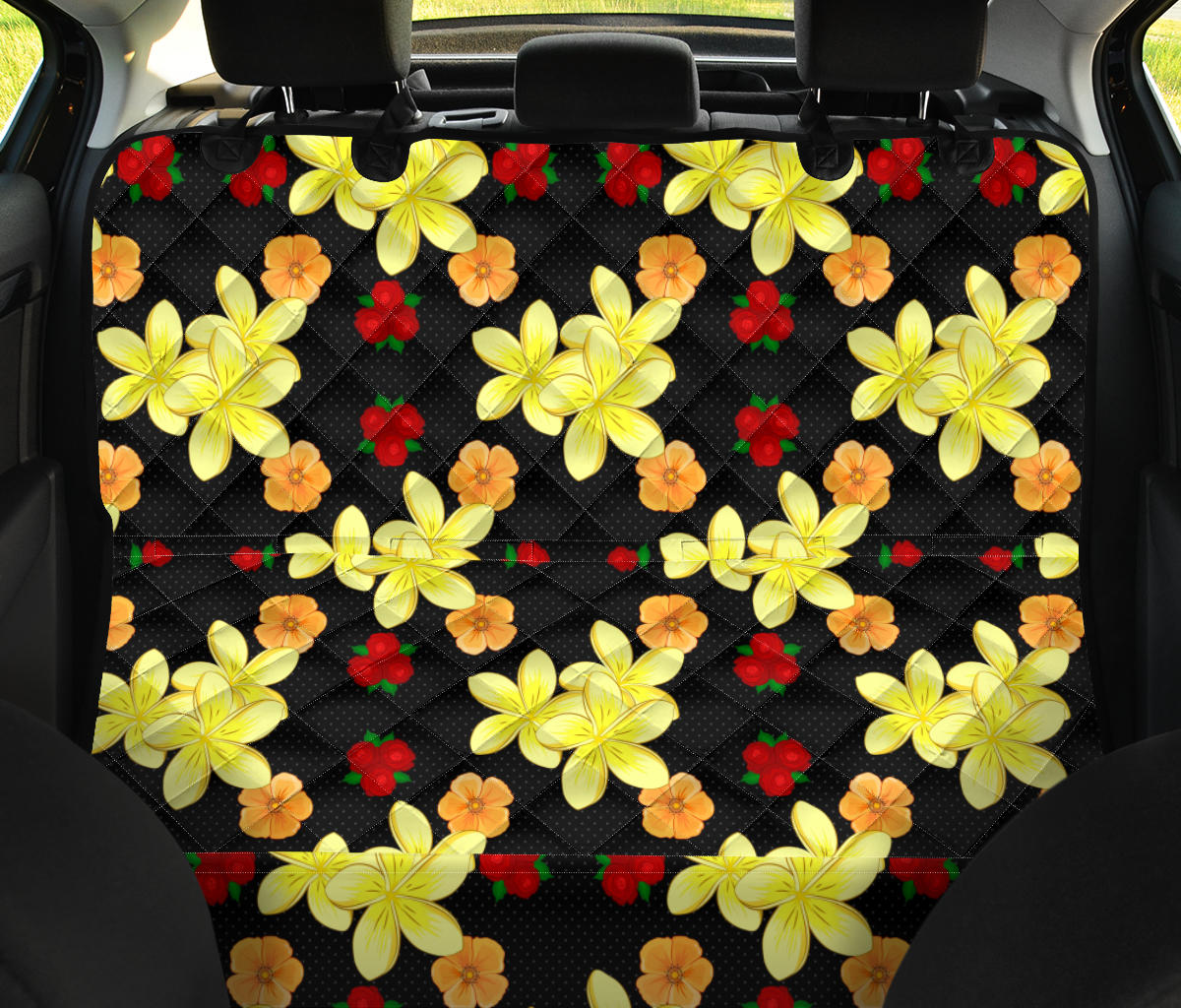 Yellow Plumeria Pattern Print Design PM04 Rear Dog  Seat Cover