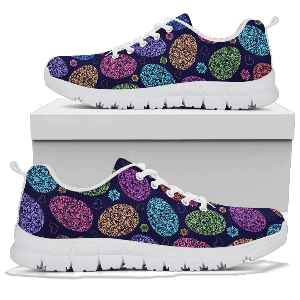 Easter Eggs Pattern Print Design RB012 Sneakers White Bottom Shoes