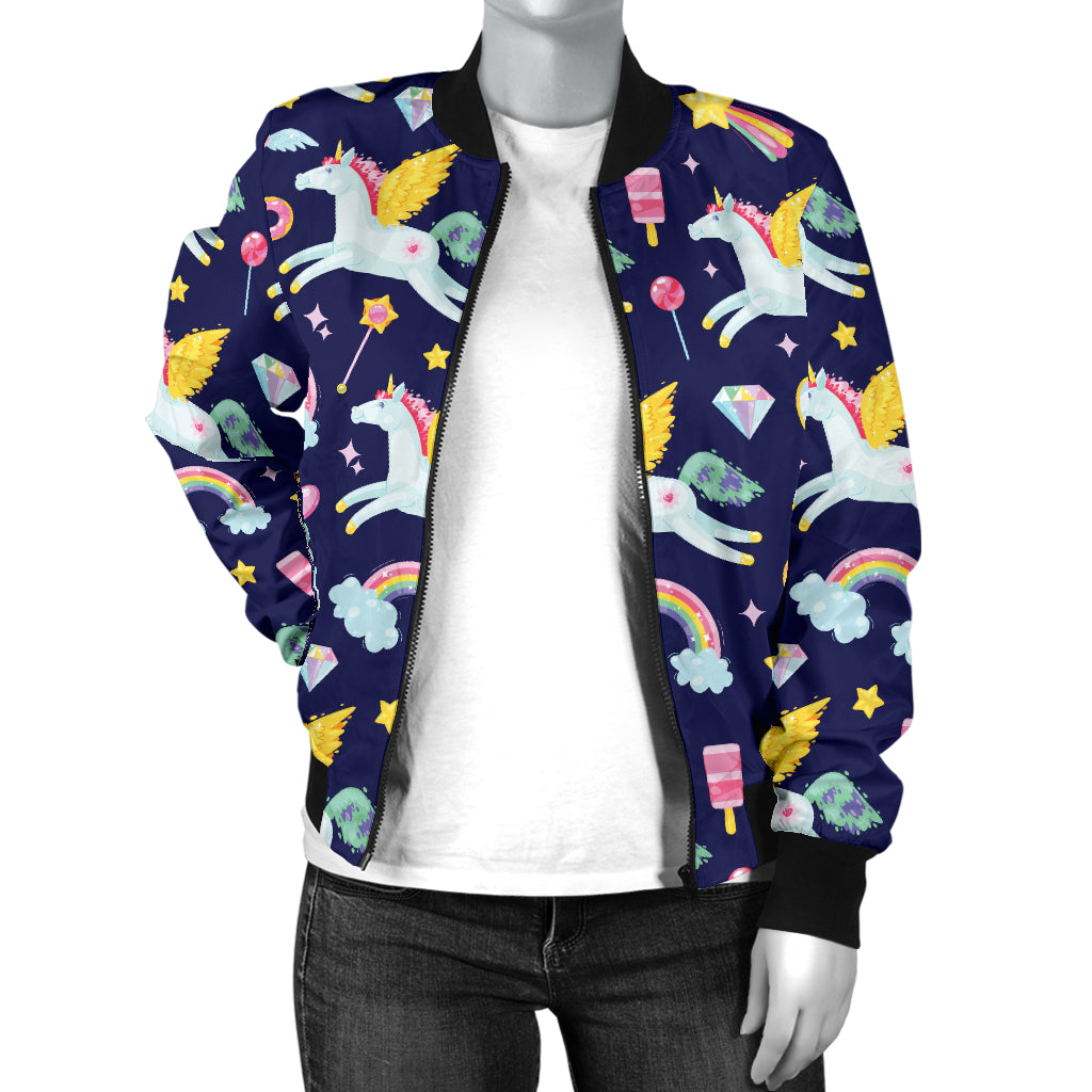 Pegasus Pattern Print Design 05 Women's Bomber Jacket