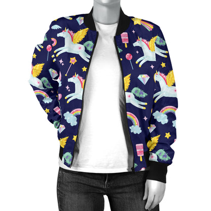 Pegasus Pattern Print Design 05 Women's Bomber Jacket