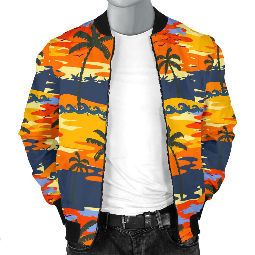Palm Tree Pattern Print Design PT010 Men Bomber Jacket