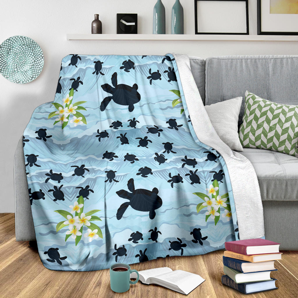 Sea Turtle Pattern Print Design T011 Fleece Blanket