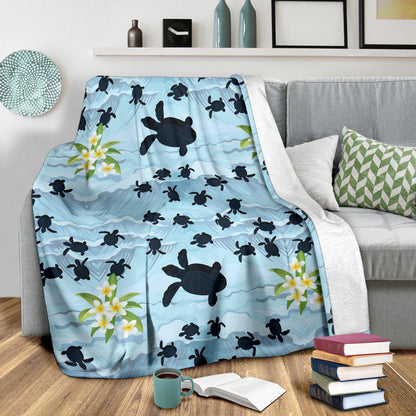 Sea Turtle Pattern Print Design T011 Fleece Blanket