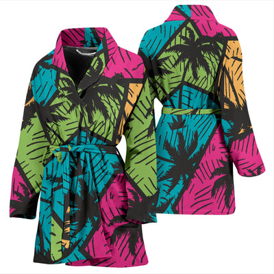 Palm Tree Pattern Print Design PT09 Women Bathrobe