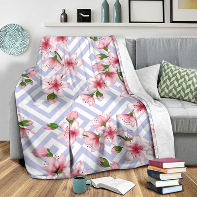 Cherry Blossom Pattern Print Design CB07 Fleece Blanket