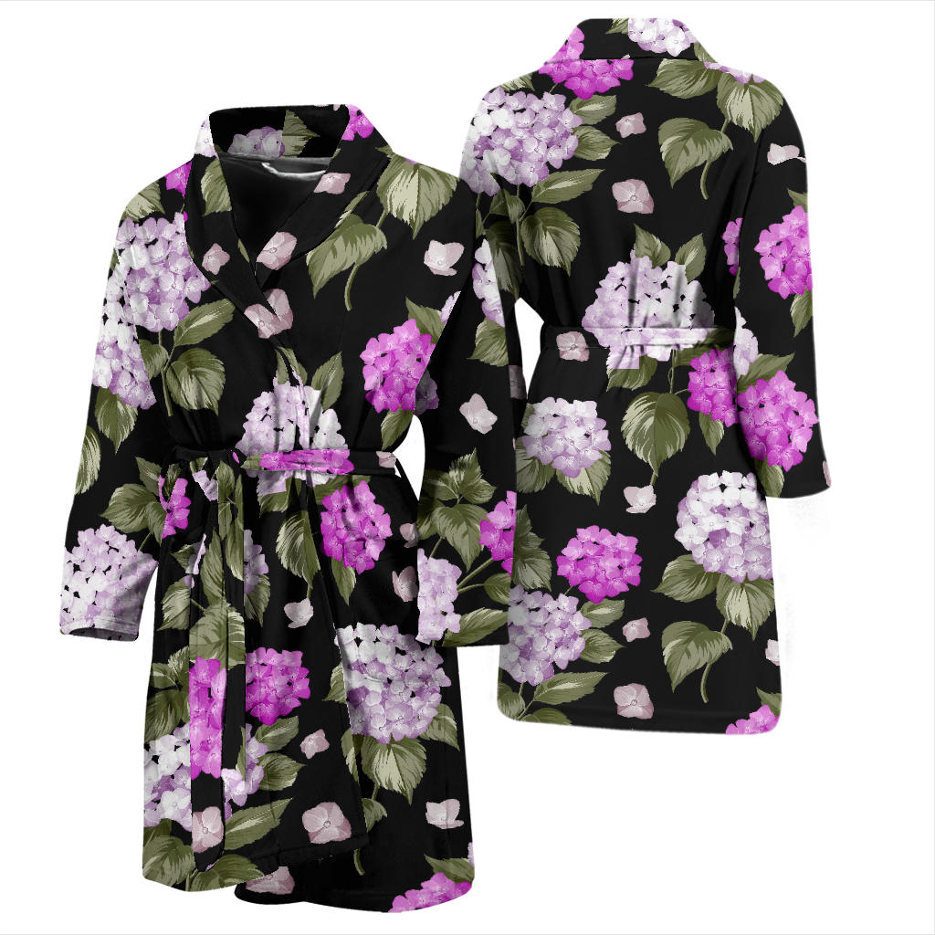 Hydrangea Pattern Print Design HD011 Men Bathrobe