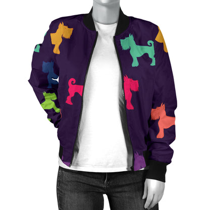Schnauzers Pattern Print Design A05 Women's Bomber Jacket