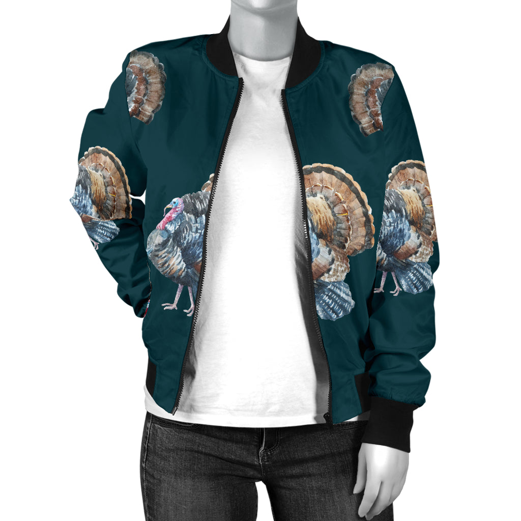 Turkey Pattern Print Design 03 Women's Bomber Jacket