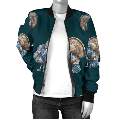 Turkey Pattern Print Design 03 Women's Bomber Jacket
