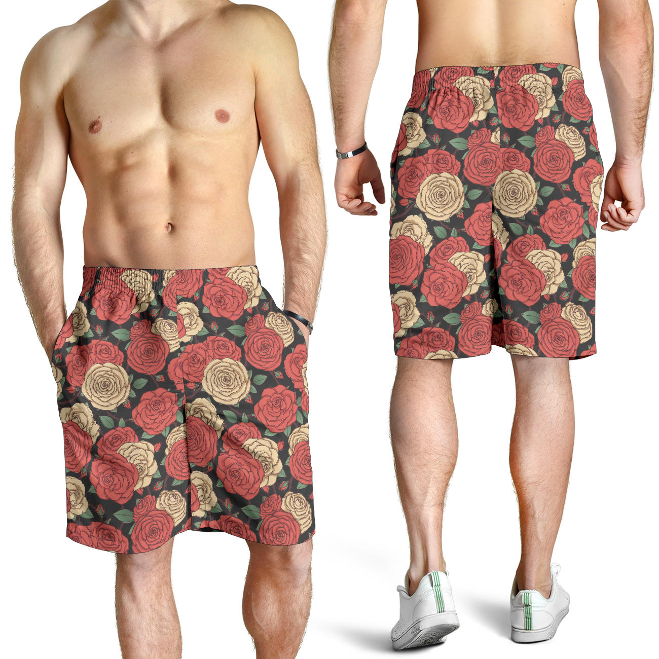 Camellia Pattern Print Design CM01 Mens Shorts