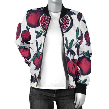 Pomegranate Pattern Print Design PG01 Women Bomber Jacket