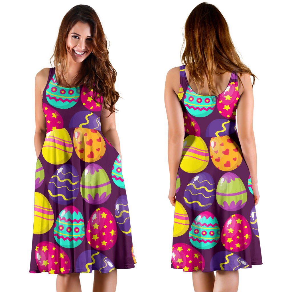 Easter Eggs Pattern Print Design RB04 Midi Dress