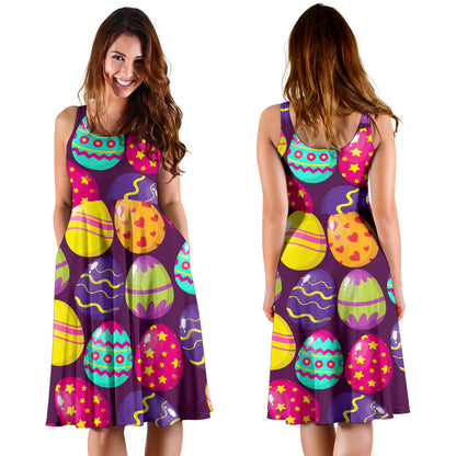 Easter Eggs Pattern Print Design RB04 Midi Dress