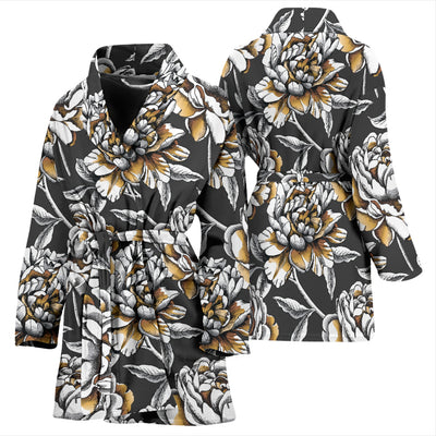 Peony Pattern Print Design PE06 Women Bathrobe