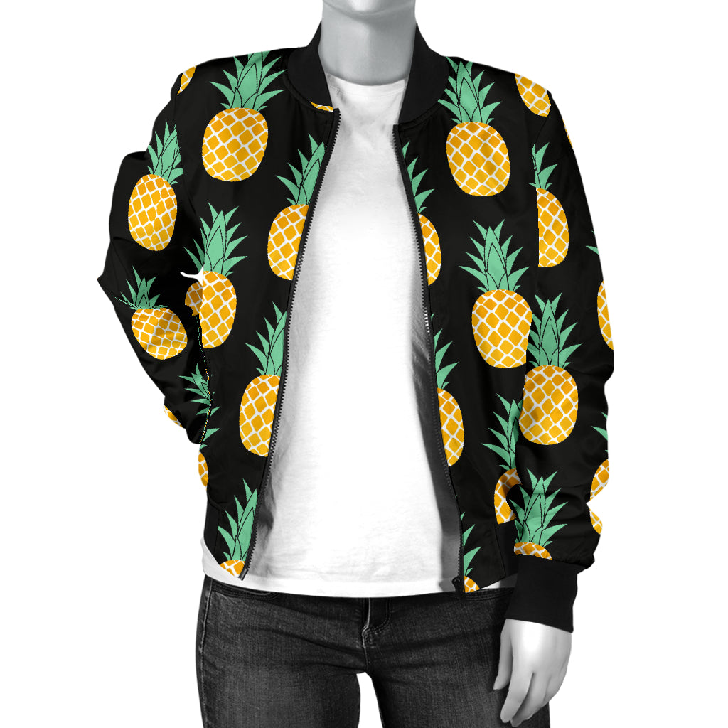 Pineapple Pattern Print Design A03 Women's Bomber Jacket