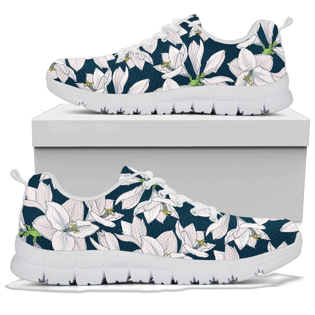 Amaryllis Pattern Print Design AL02 Sneakers White Bottom Shoes
