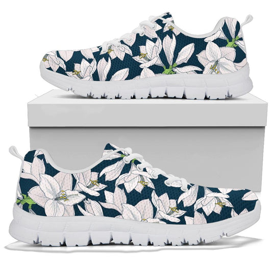 Amaryllis Pattern Print Design AL02 Sneakers White Bottom Shoes