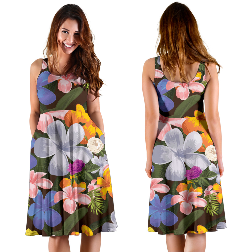 Plumeria Pattern Print Design PM03 Midi Dress