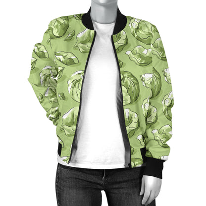 Brussels Sprouts Pattern Print Design 01 Women's Bomber Jacket