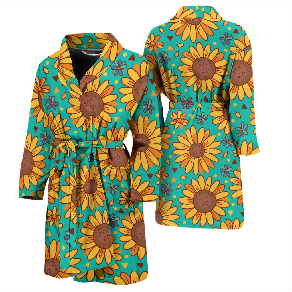 Sunflower Pattern Print Design SF013 Men Bathrobe