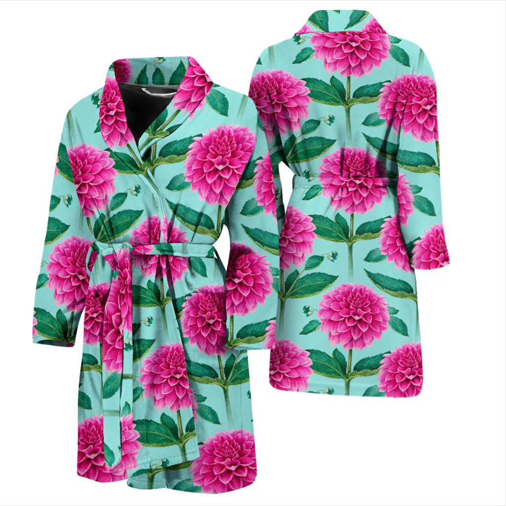 Dahlia Pattern Print Design DH08 Men Bathrobe