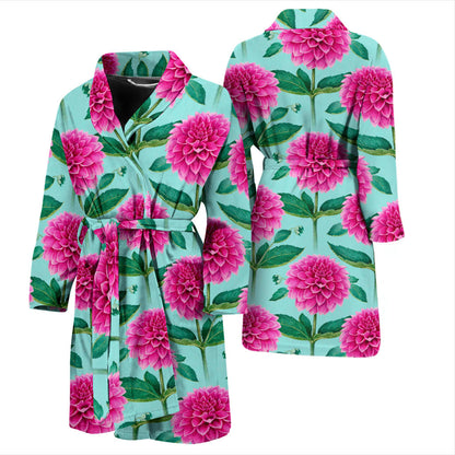 Dahlia Pattern Print Design DH08 Men Bathrobe