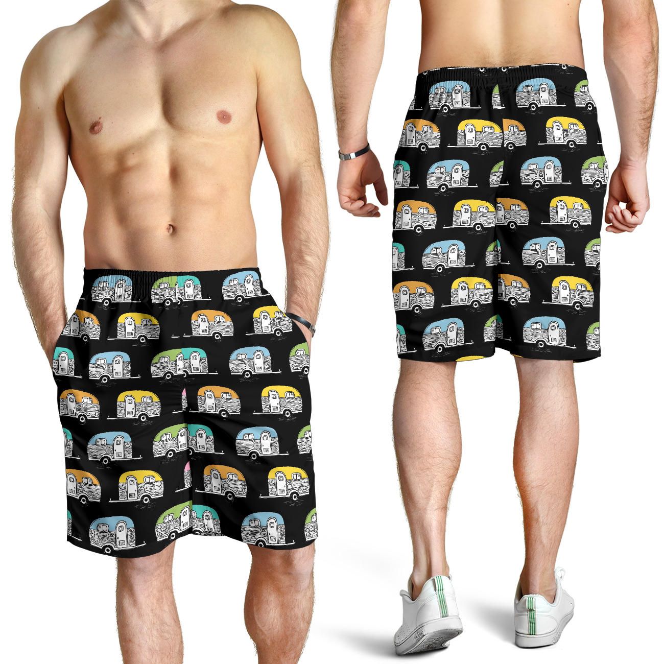 Camper Pattern Camping Themed No 2 Print Mens Shorts