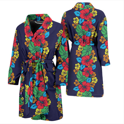 Hawaiian Themed Pattern Print Design H03 Men Bathrobe