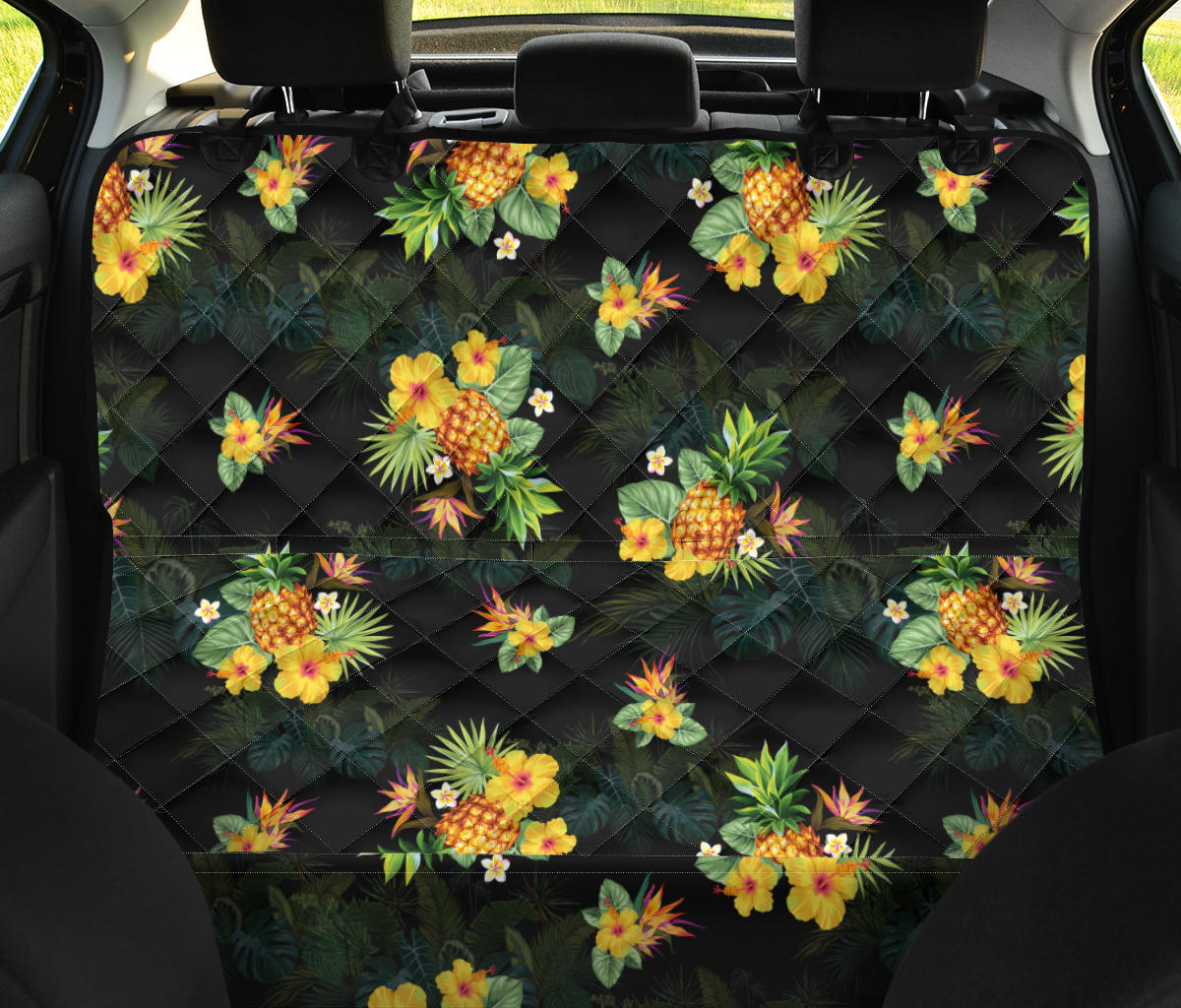 Pineapple Tropical Flower Print Pattern Rear Dog  Seat Cover