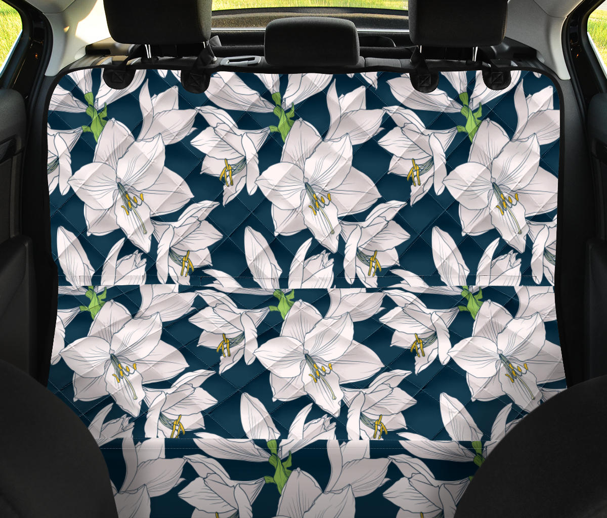 Amaryllis Pattern Print Design AL02 Rear Dog  Seat Cover