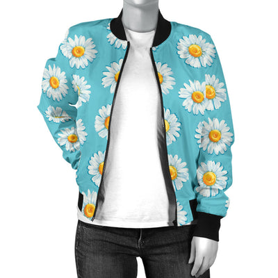 Daisy Pattern Print Design DS03 Women Bomber Jacket