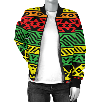Rastafarian Pattern Print Design A02 Women's Bomber Jacket