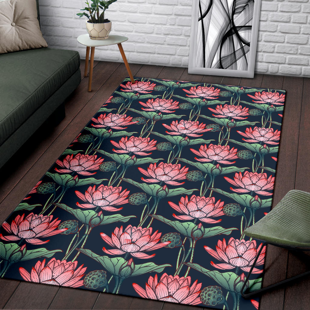 Water Lily Pattern Print Design WL03 Area Rugs