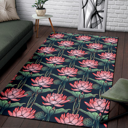 Water Lily Pattern Print Design WL03 Area Rugs