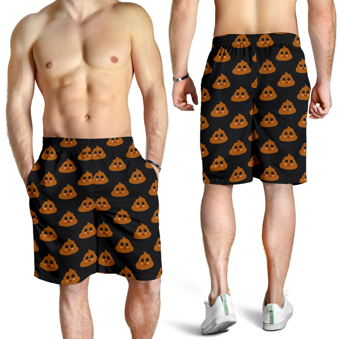 Poop Emoji Pattern Print Design A01 Mens Shorts