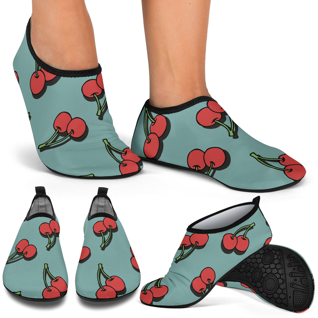 Cherry Pattern Print Design CH03 Aqua Water Shoes