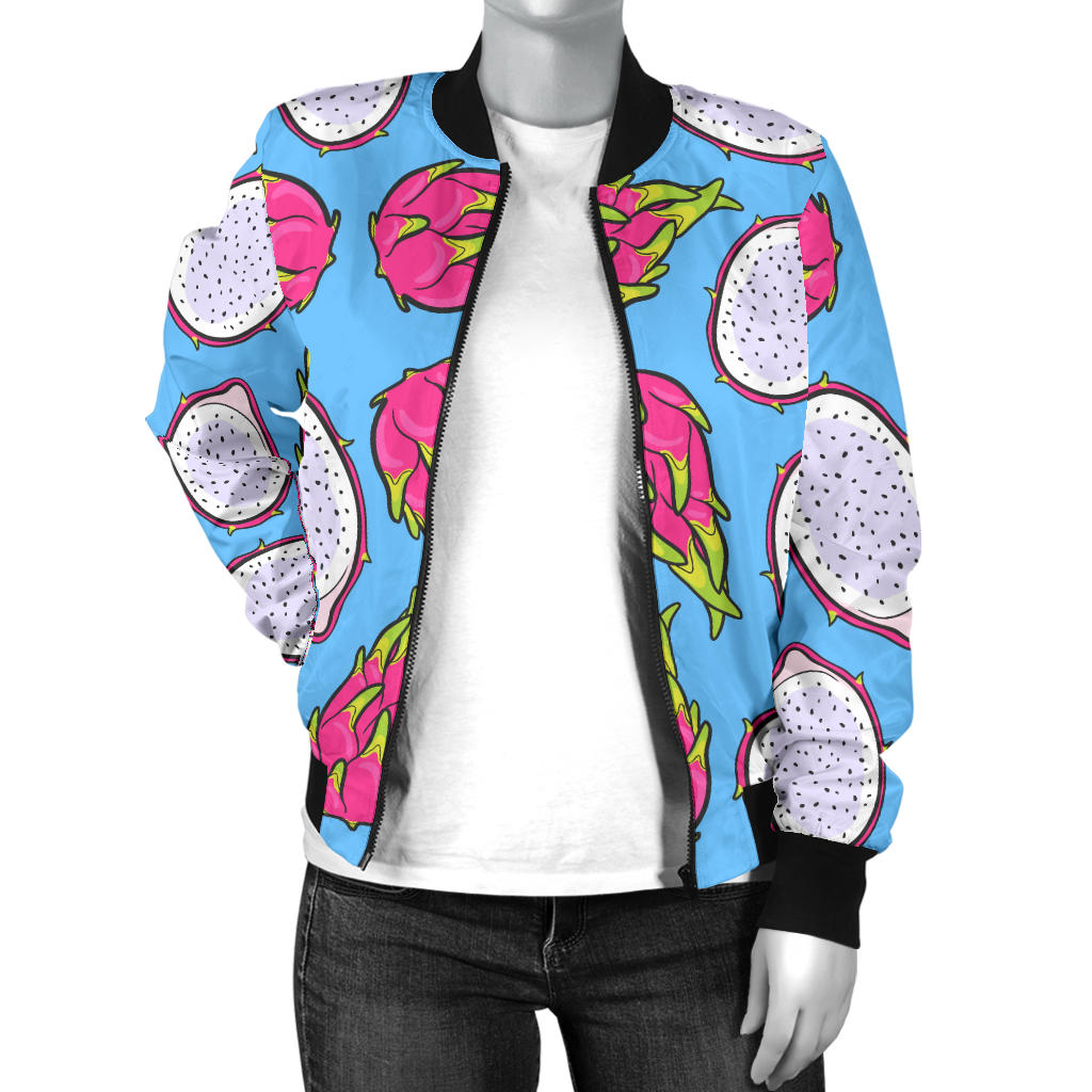 Dragonfruit Pattern Print Design DF04 Women Bomber Jacket