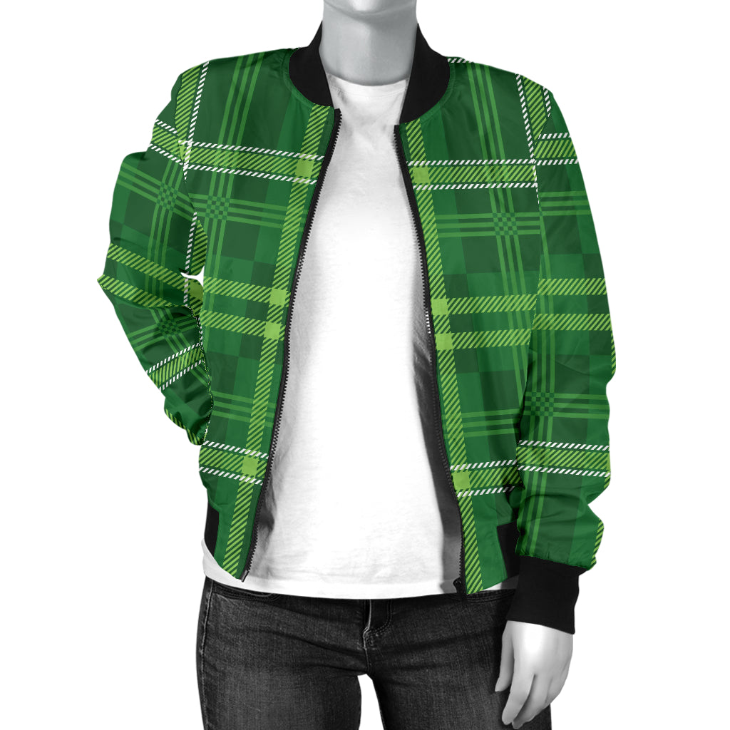 Irish Plaid Pattern Print Design 02 Women's Bomber Jacket